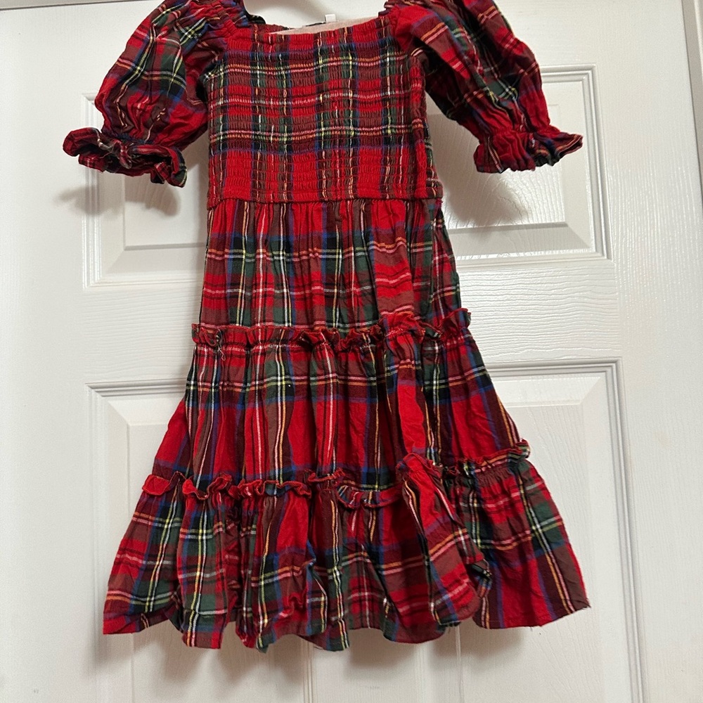 Ivy City Co mini Madeline Red Plaid Tiered Puff-Sleeve Dress